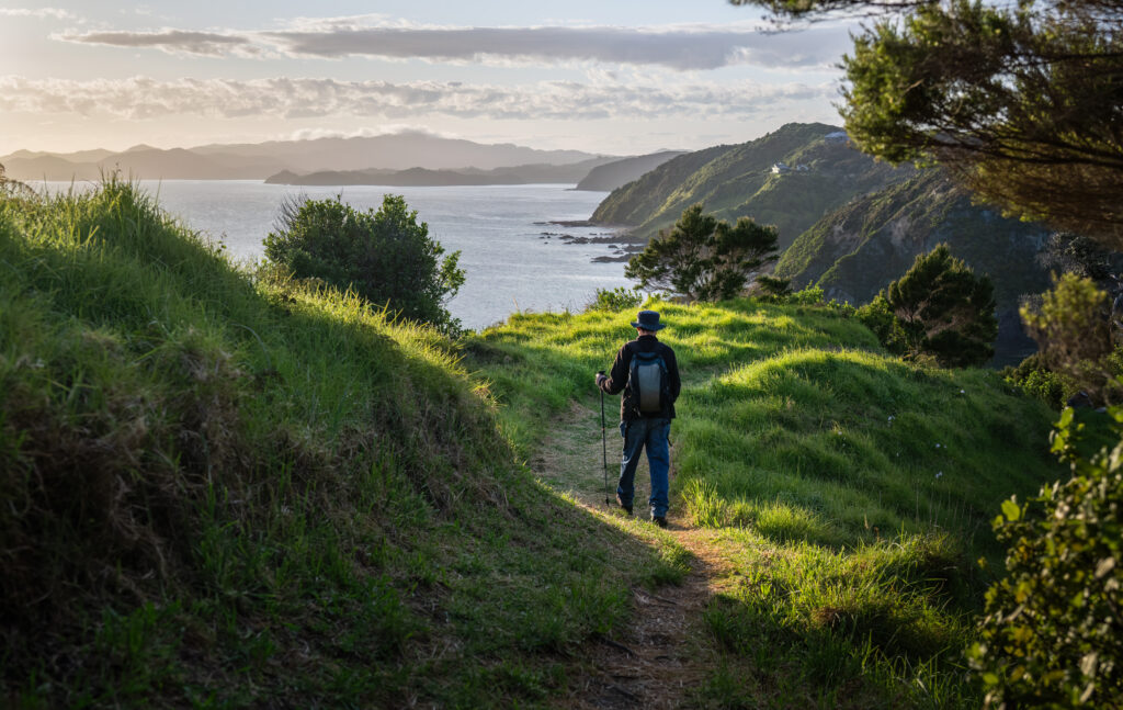 Ein Mann wandert in Neuseeland